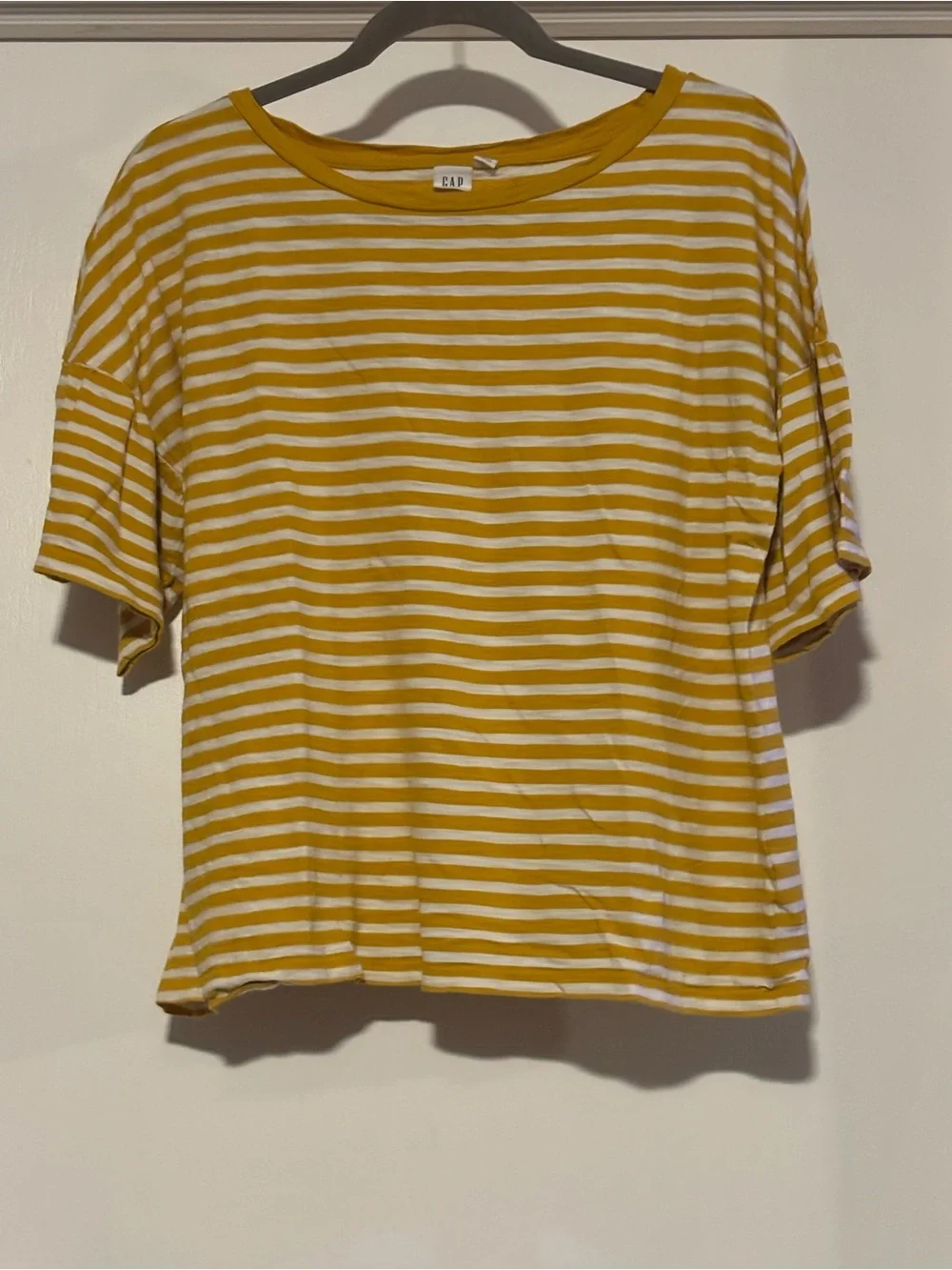 GAP Yellow and White Striped Short Sleeve Tee - Picture 1 of 4